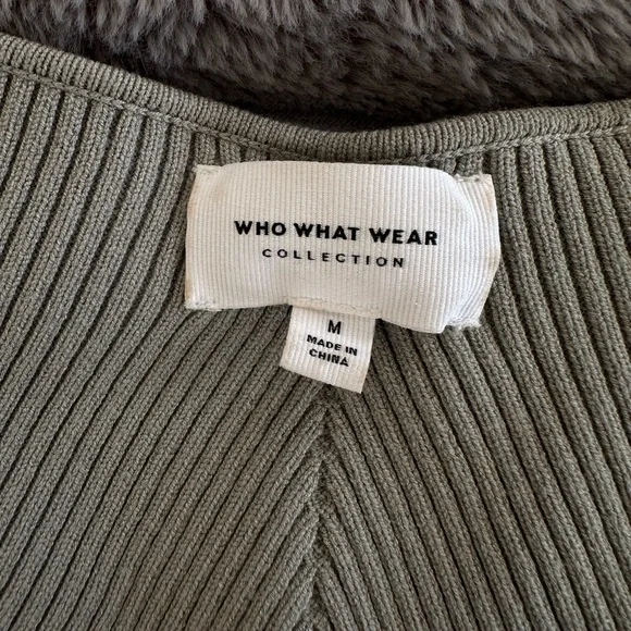 Who What Wear Olive Green Ribbed Knit Top - Picture 2 of 4